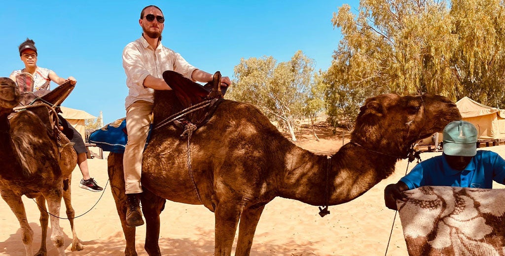 Man riding camel