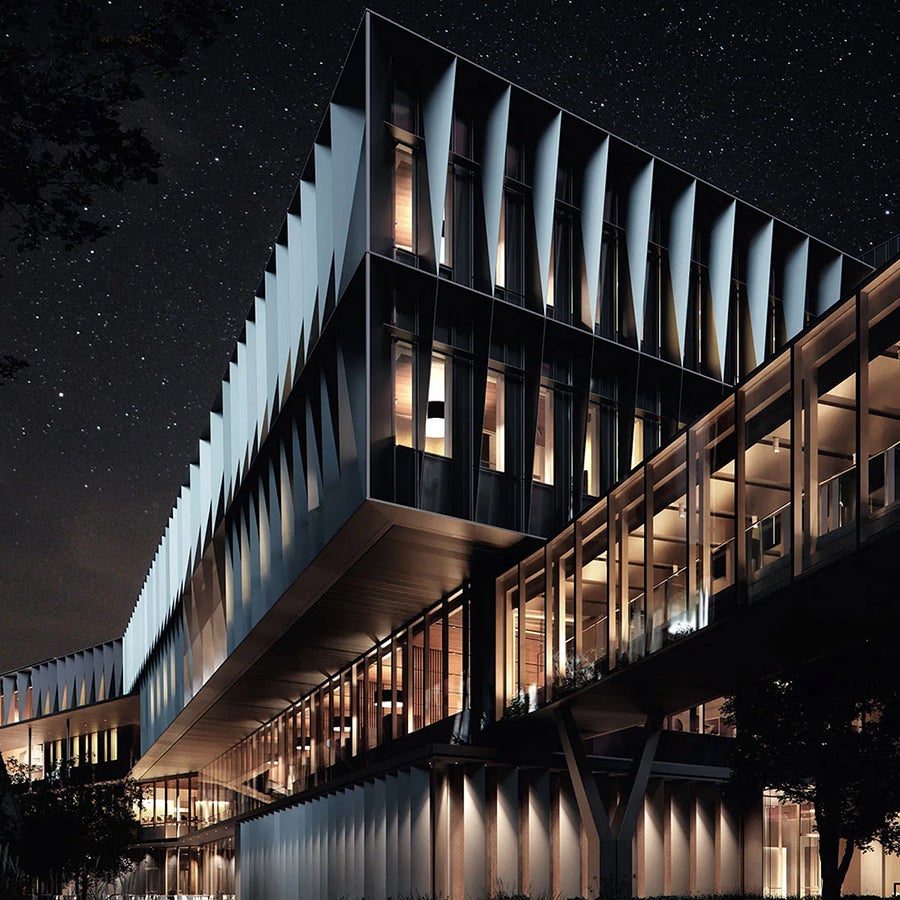 Knight Campus Building 2 (rendering) at night