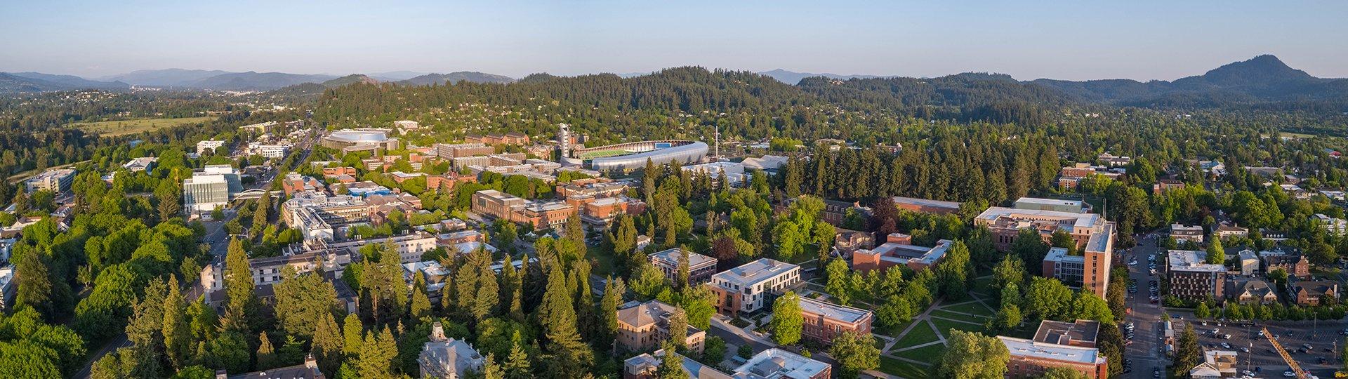 Aerial photograph of the UO campus