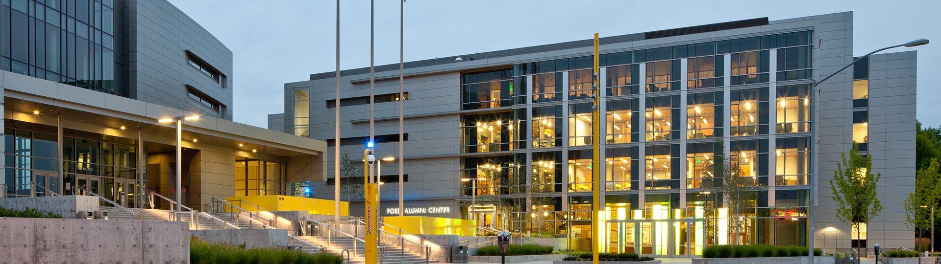 Exterior view of the Ford Alumni Center building