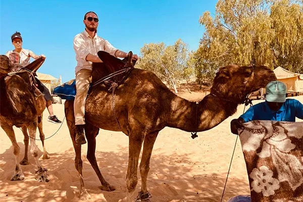 Man riding camel