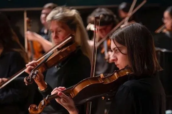 Violin section of Orchestra Next
