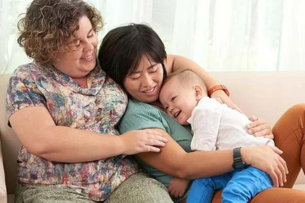 Family on couch