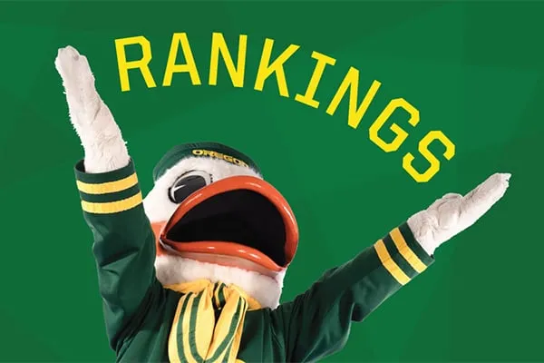 graphic of the Duck with arms up with words "rankingings"