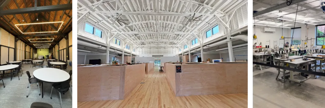 Collage of spots around UO Portland campus, including Innovation Commons and Highland Hall