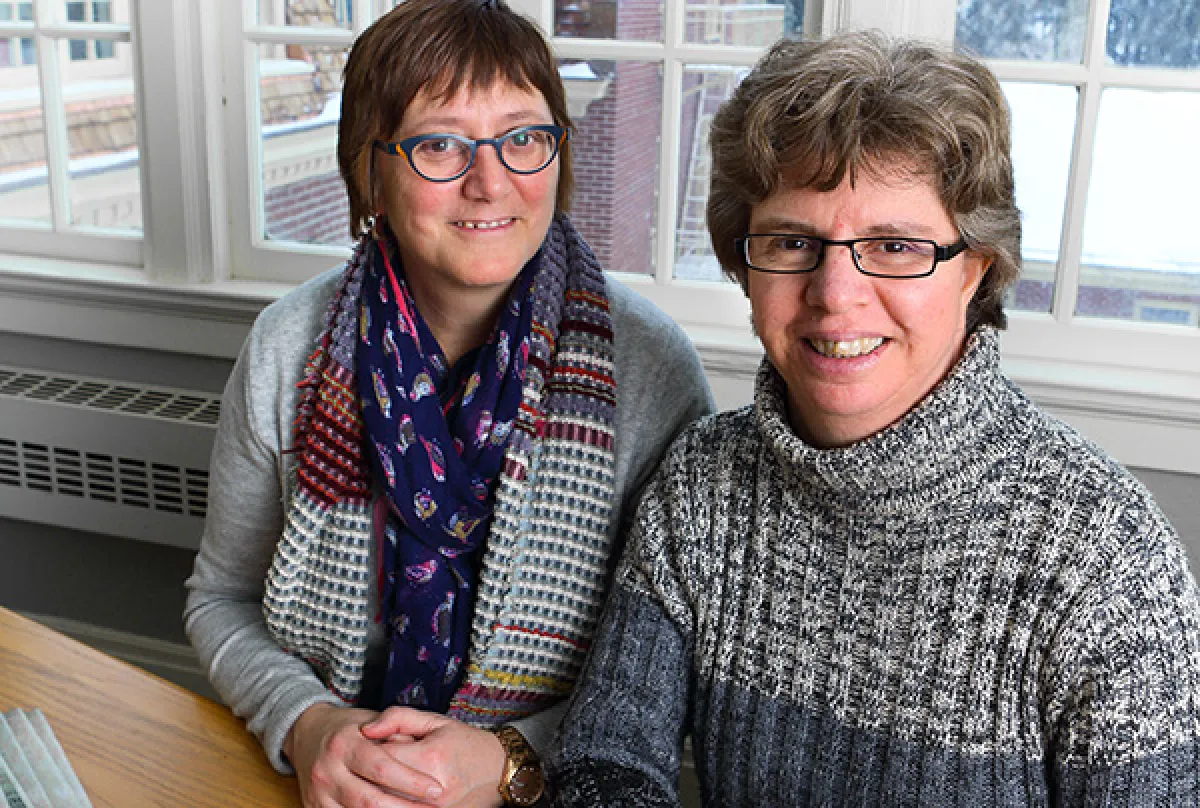 A photo of Carol Stabile, director of the Center for the Study of Women in Society, and Gabriela Martinez, the center’s associate director